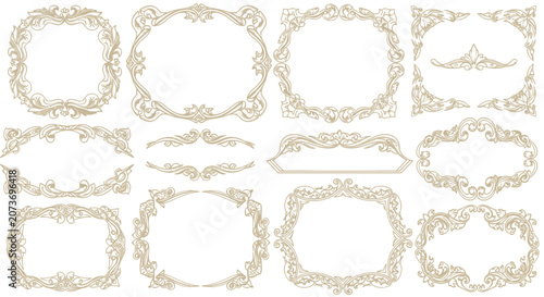 Ornate Vector Frames: Decorative Flourishes Collection