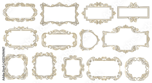 Ornate vintage frames and borders, decorative antique embellishments for design