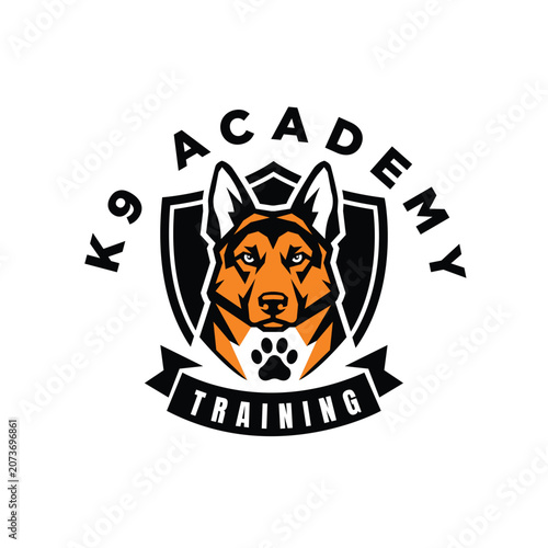 Bild auf Leinwand Illustration of K9 Dog Training Logo Design Vector Illustration
