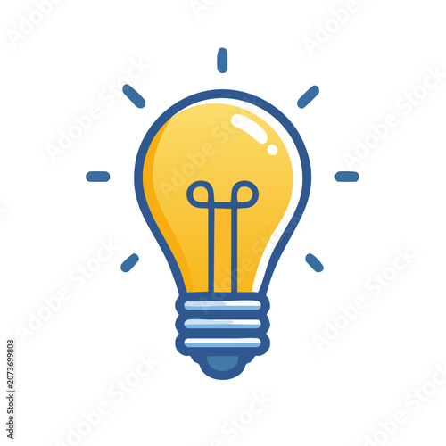 Yellow light bulb icon with glowing filament