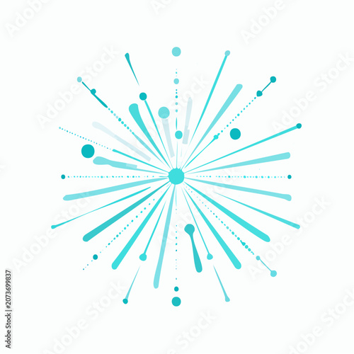 Abstract Burst of Teal and Light Blue Lines and Dots