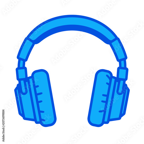 Blue flat icon of headphones