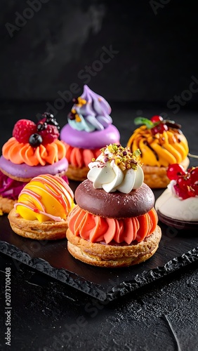 A plate of assorted colorful desserts (1)