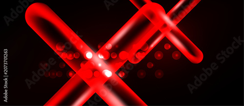 Fotografie Bright red lines intersect, creating dynamic abstract composition