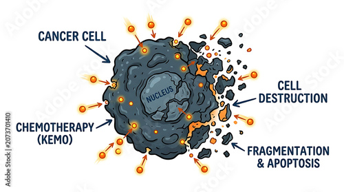 Chemotherapy destroys cancer cell through fragmentation and apoptosis process