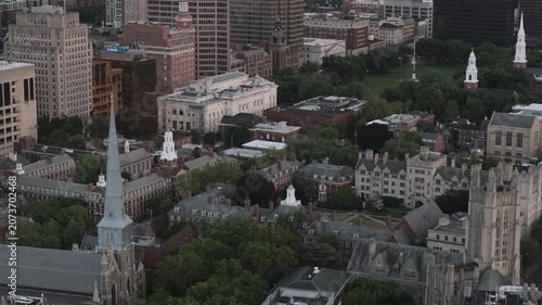 Aerial view of New Haven, Connecticut on a cloudy day