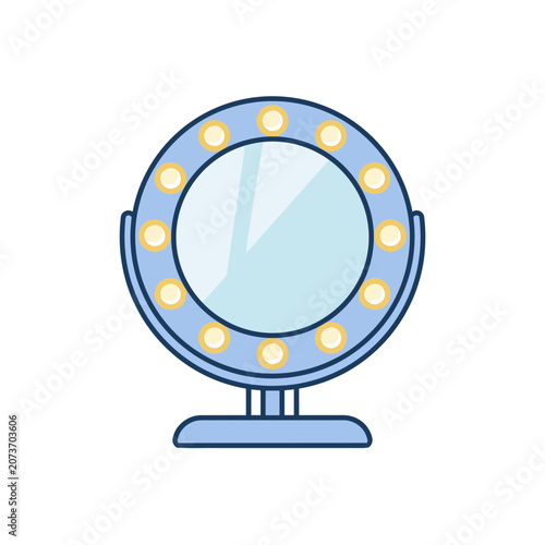 Flat illustration of a vanity mirror with light bulbs