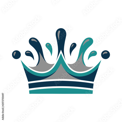 Flat vector crown illustration with teal and navy blue colors