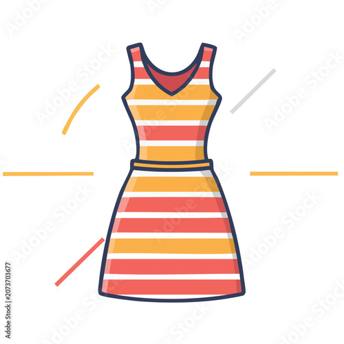 Flat vector illustration of a striped sleeveless dress