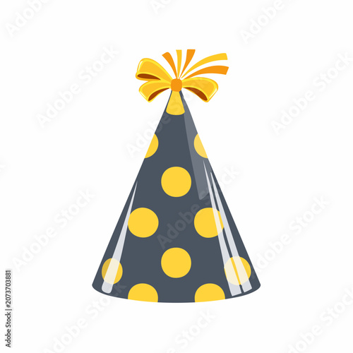 Party Hat with Yellow Polka Dots and Bow