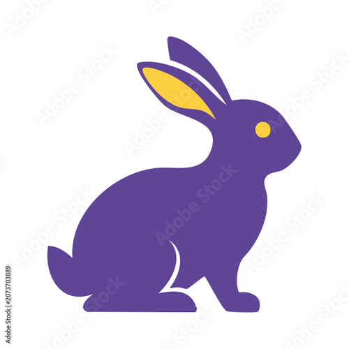 Purple Rabbit Flat Vector Illustration