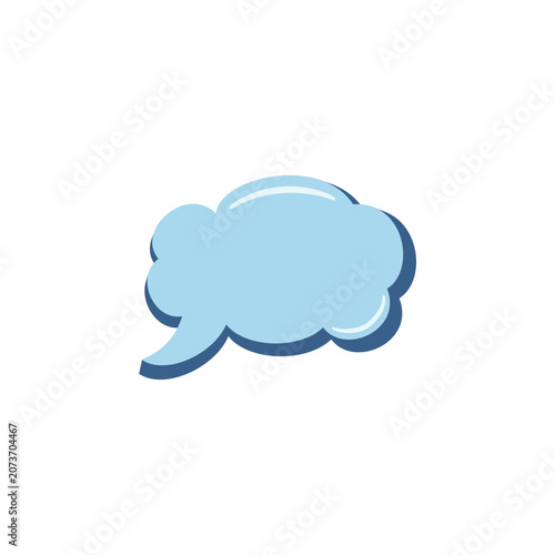 Blue Cloud Speech Bubble Vector Illustration with 3D Shadow
