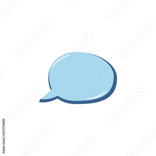 Blue Oval Speech Bubble Vector Illustration with Shadow