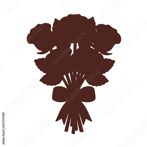 Brown rose bouquet silhouette vector