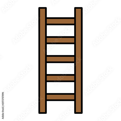 Brown wooden ladder flat vector illustration