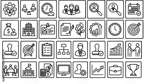 Photos Full Time Equivalent Monoline Icon Collection Workforce HR Business Vector Eleme