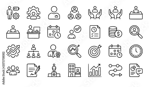 Tableau sur toile Full Time Equivalent FTE Icons Set Flat Business Workforce HR Vector Collection