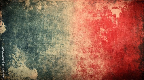 Abstract grunge background featuring blended dark blue and vibrant red colors with aged distressed texture and scratched surface effect