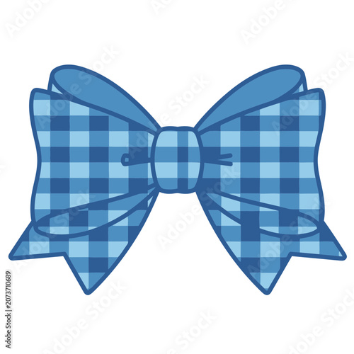 Blue checkered bow illustration