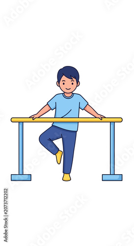 Young Gymnast Balancing On Horizontal Bars With Joyful Expression, Gymnastics Practice