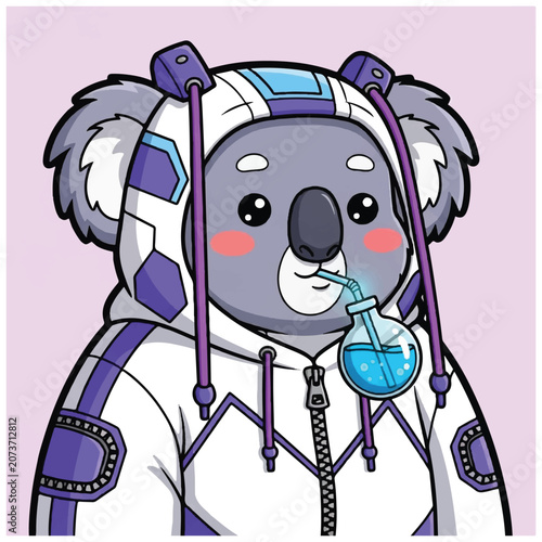 Photography Koala Wearing Futuristic Space Suit.