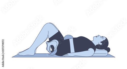 Woman Performing a Pelvic Tilt Exercise, Illustrating Proper Form and Technique