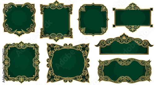 Ornate Green & Gold Frames | Decorative Floral Borders