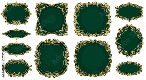 Ornate Green Frames Collection - Decorative Borders with Gold Filigree