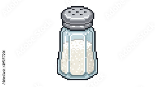 Pixel Art Salt Shaker Icon Transparent Background.