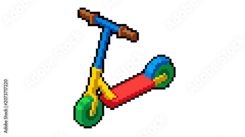 Pixel Art Scooter Toy for Childrens Play.