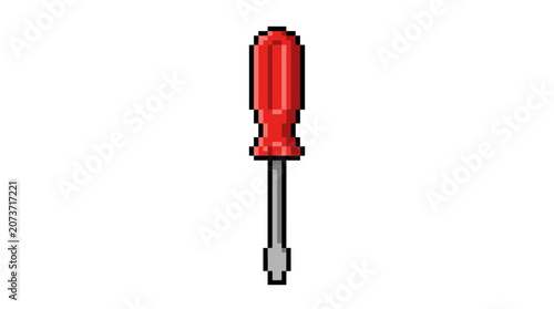 Pixel Art Screwdriver Tool Illustration.