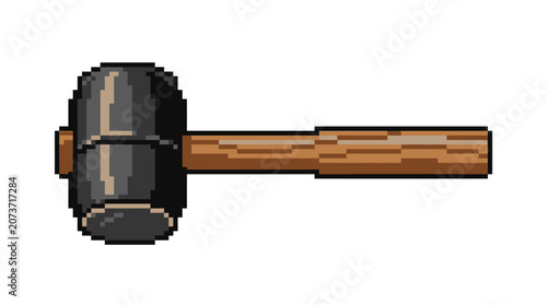 Pixel Art Sledgehammer Tool Illustration.