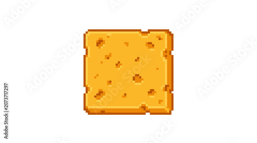 Pixel Art Slice of Cheese with Holes.