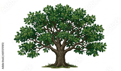 Photos Editable Layered Oak Tree Vector Illustration Realistic Nature Design