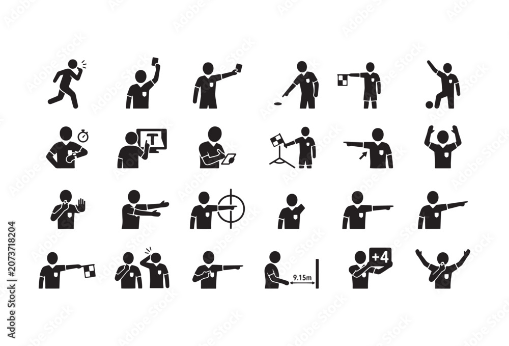 Obraz premium Shooting, sports icons, black silhouette set, 20 vector graphics, athletic illustrations