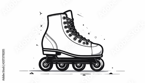 Roller skate with four wheels.