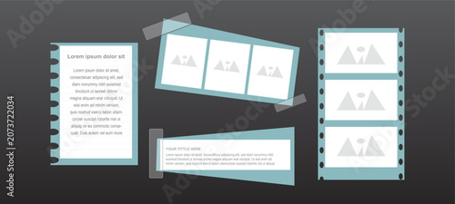 Creative scrapbook and photo memory vector collection featuring notebook pages, film strips, photo frames, and journal layouts. Perfect for photography albums, storytelling, and craft designs.