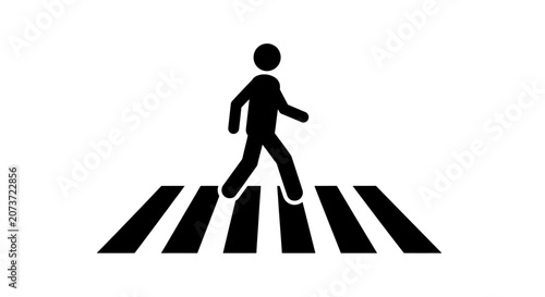 Foto Person crossing street on pedestrian crossing sign