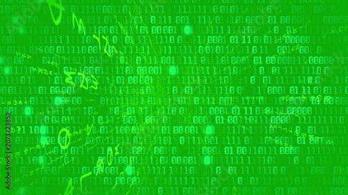 Floating Digital Bytes on Green Screen Background Loop Animation
