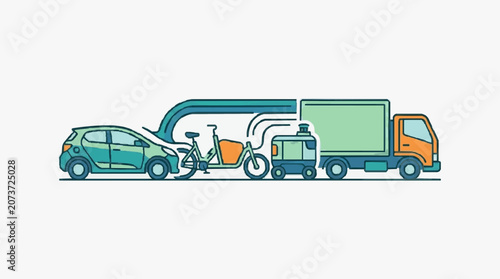 Car Recycling Truck and Waste Processing Scene.
