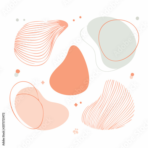Abstract Organic Shapes with Pastel Colors and Line Patterns