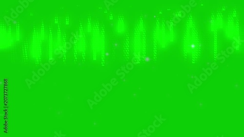 Abstract animation of white glowing stars and particles floating on a green screen background