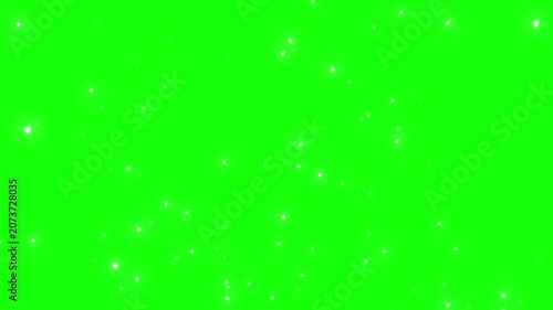 Green screen with falling white sparkles