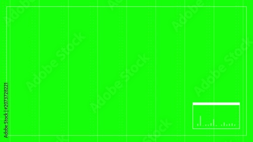 Green screen with white graphic elements moving