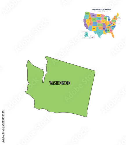 Washington  State Map Vector Illustration