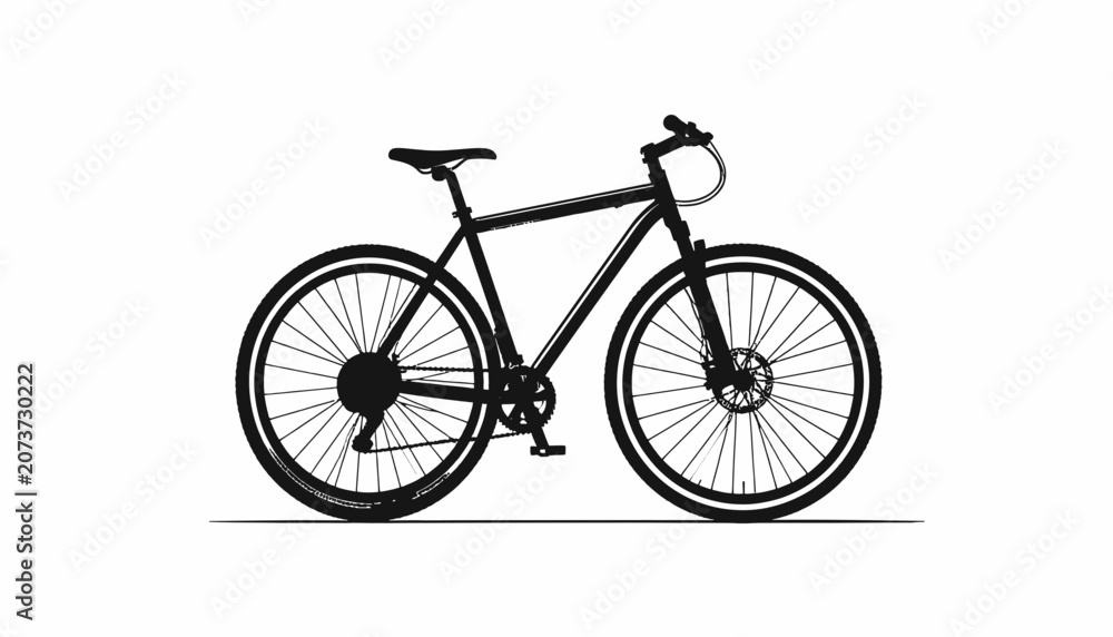 Fototapeta premium Black bicycle with two wheels.