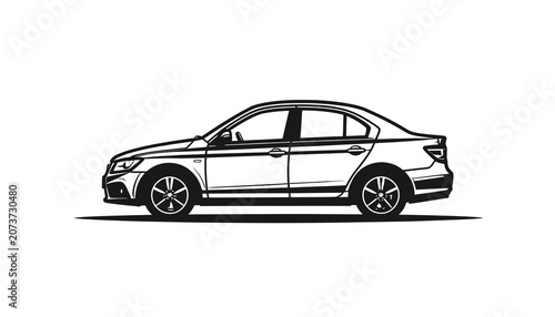 Side View of a Sedan Car.