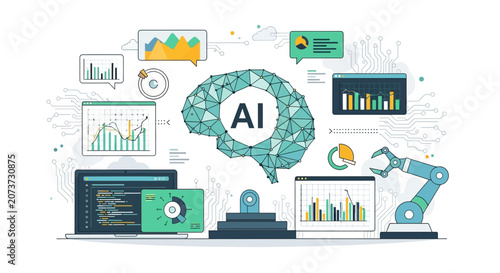 Colorful Artificial Intelligence Technology Concept Illustration.