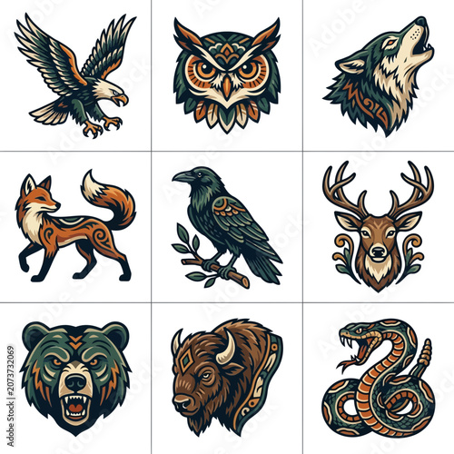 Colorful animal icons set.
