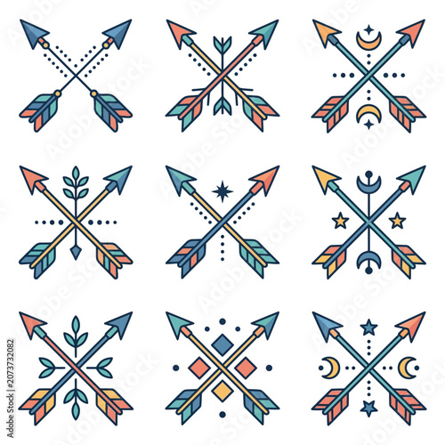 Colorful Arrows with Symbols.